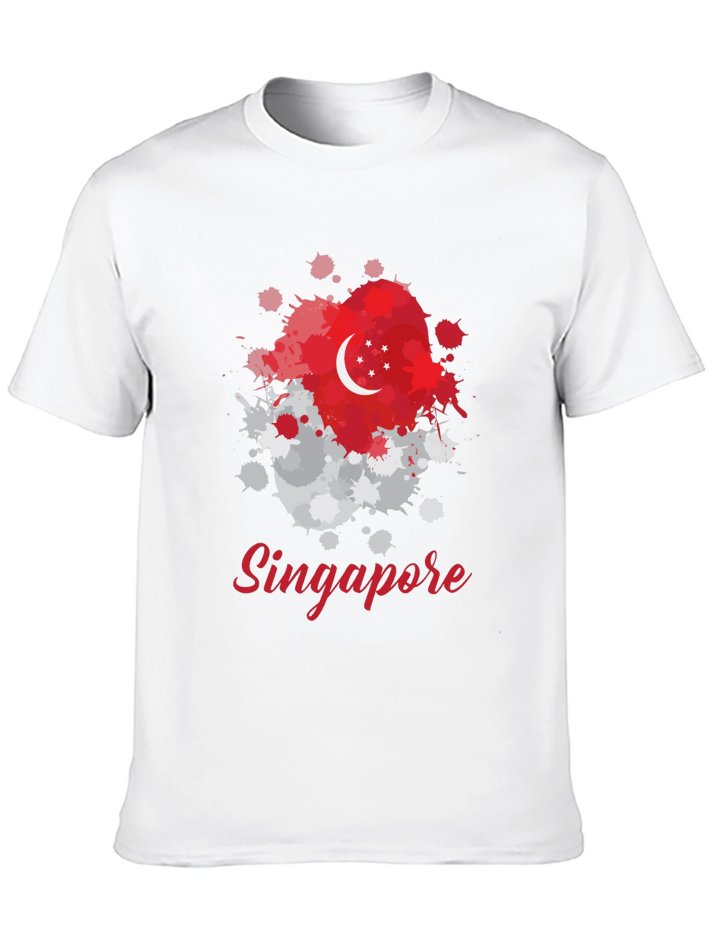 Singapore Flag Splatter T-Shirt - Unique Design