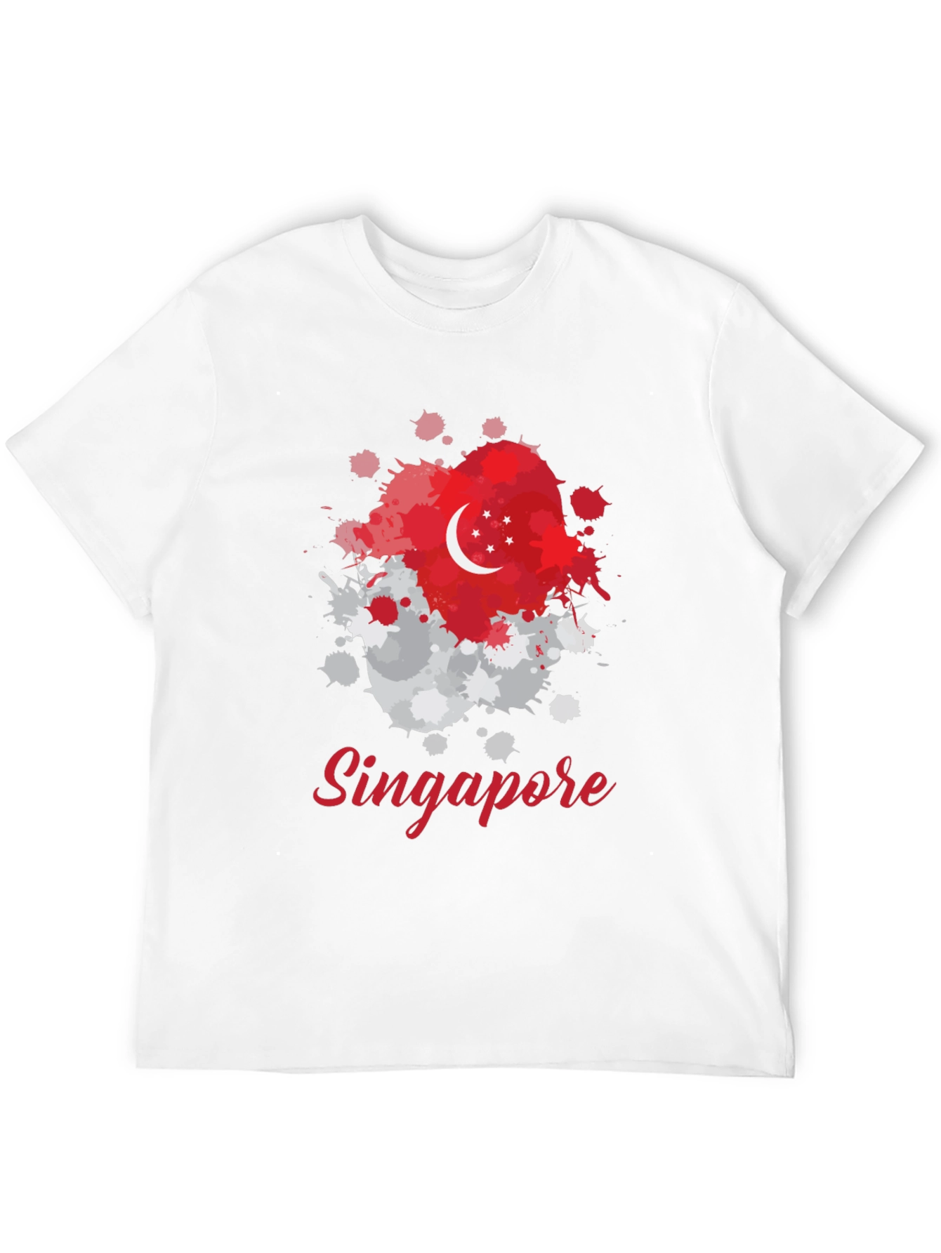 Singapore Flag Splatter T-Shirt - Unique Design