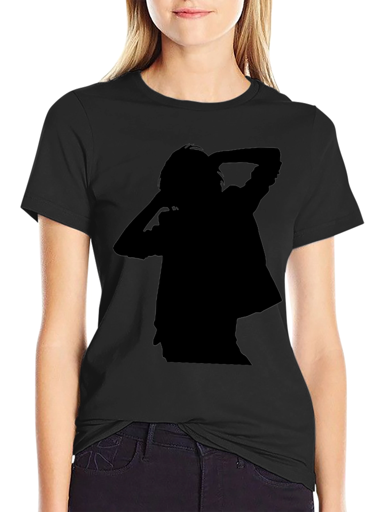 Mens Black T-Shirt with Silhouette Design