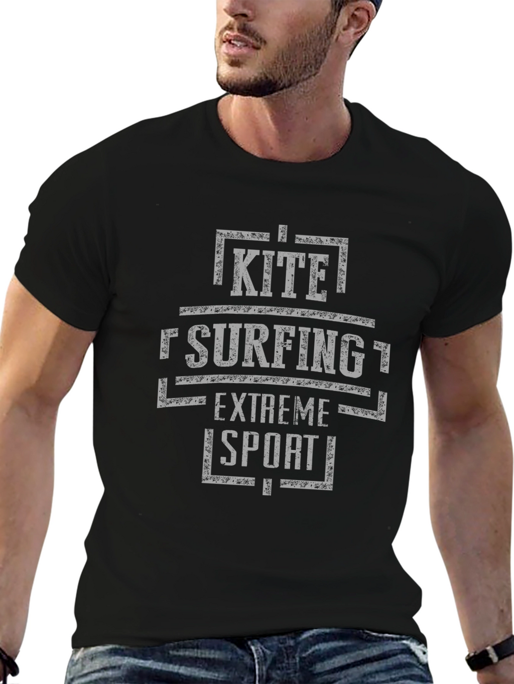 Kite Surfing Extreme Sport Black Graphic Tee