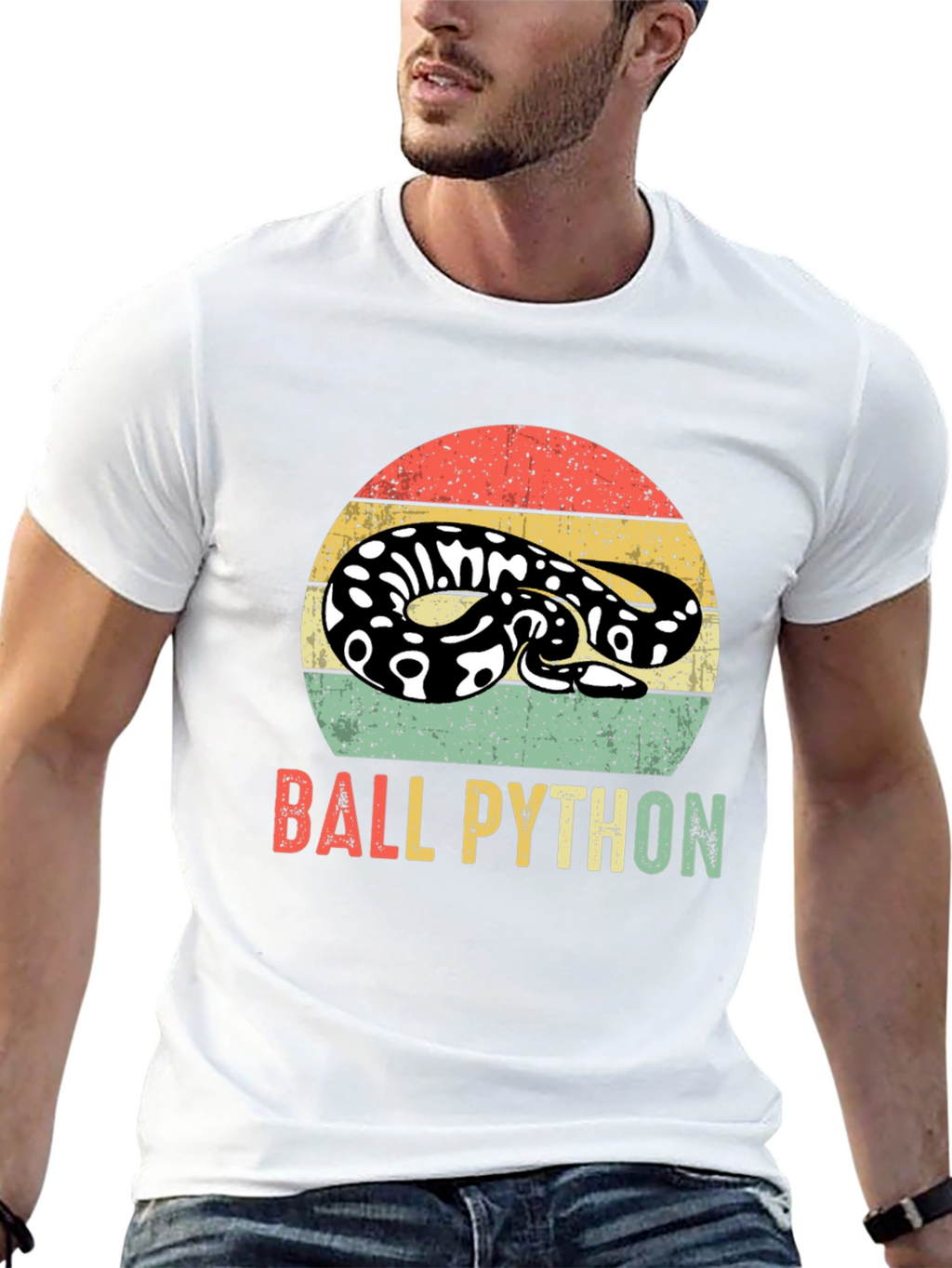 Retro Ball Python Graphic T-Shirt - Reptile Lover Tee