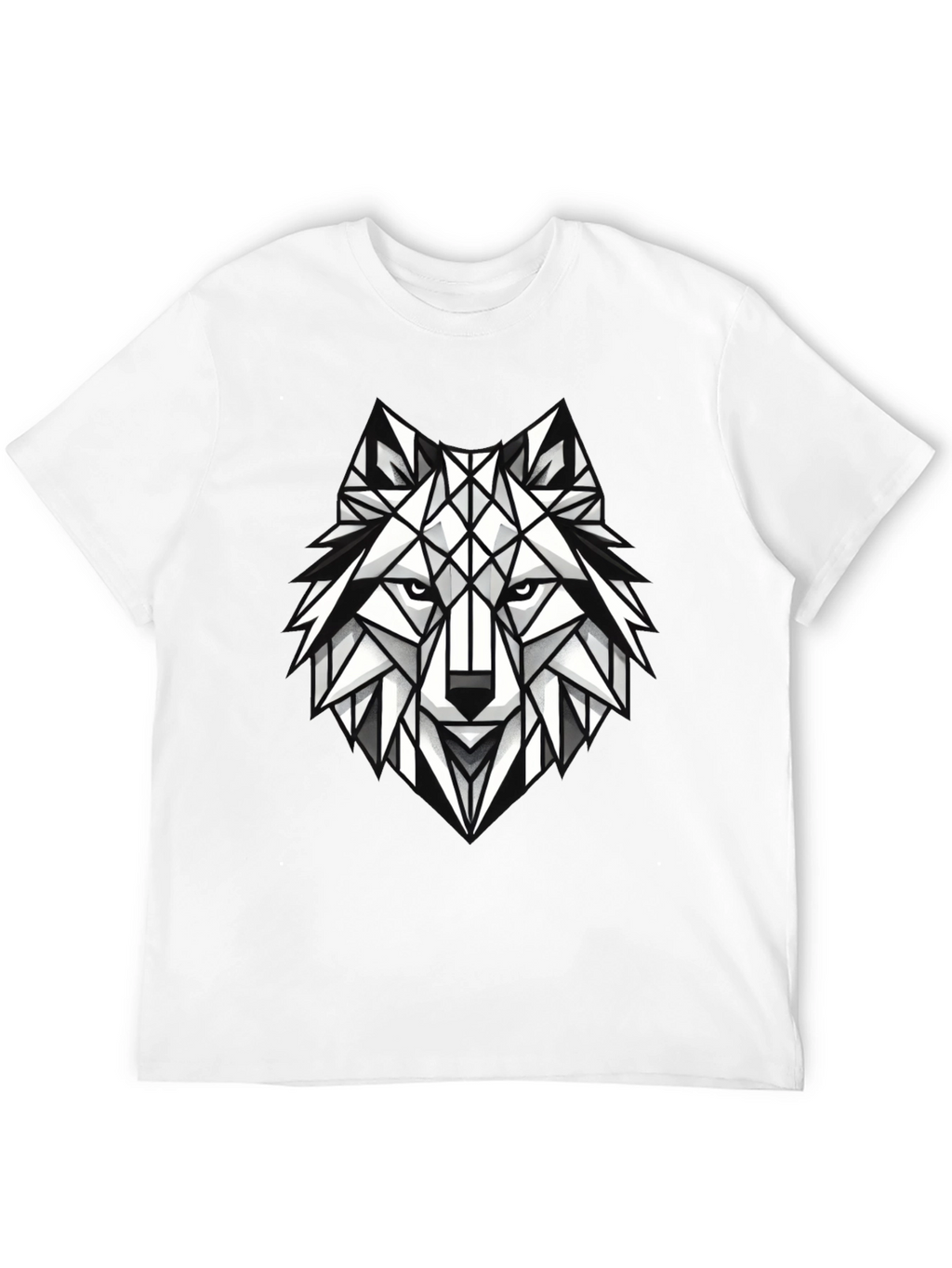 Geometric Wolf Graphic Tee - Modern Black T-Shirt