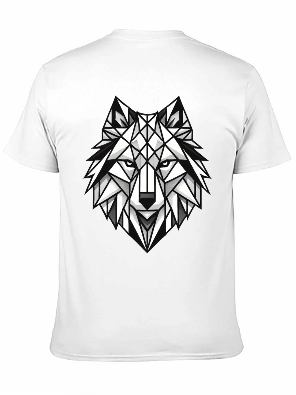 Geometric Wolf Graphic Tee - Modern Black T-Shirt