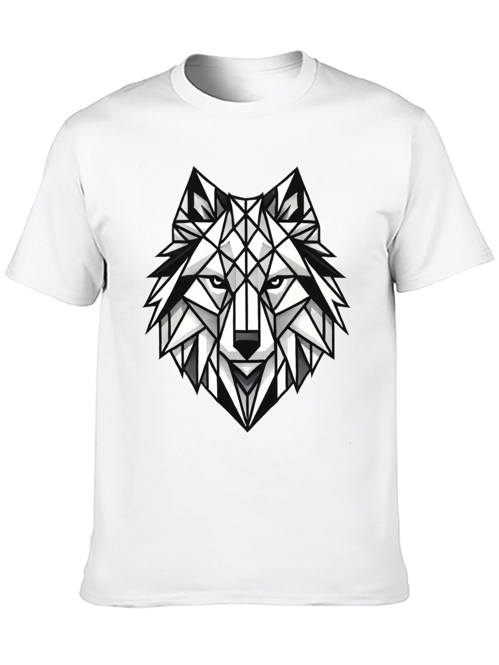 Geometric Wolf Graphic Tee - Modern Black T-Shirt