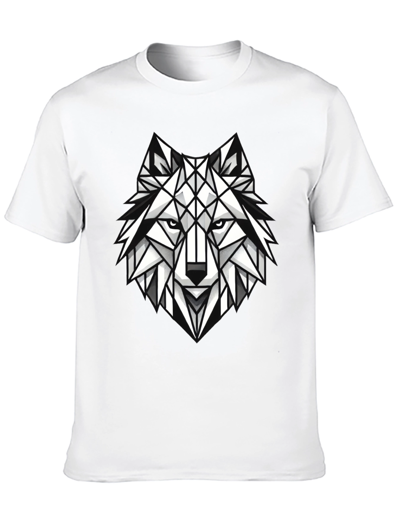 Geometric Wolf Graphic Tee - Modern Black T-Shirt