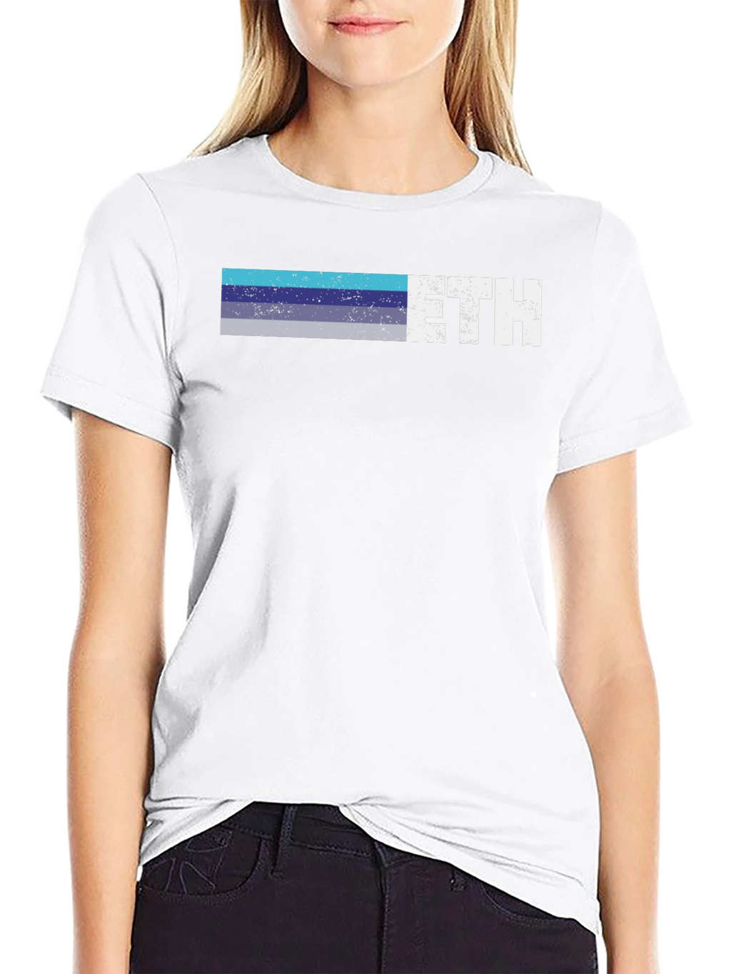 ETH Retro Stripe Tee - Crypto Enthusiast Shirt