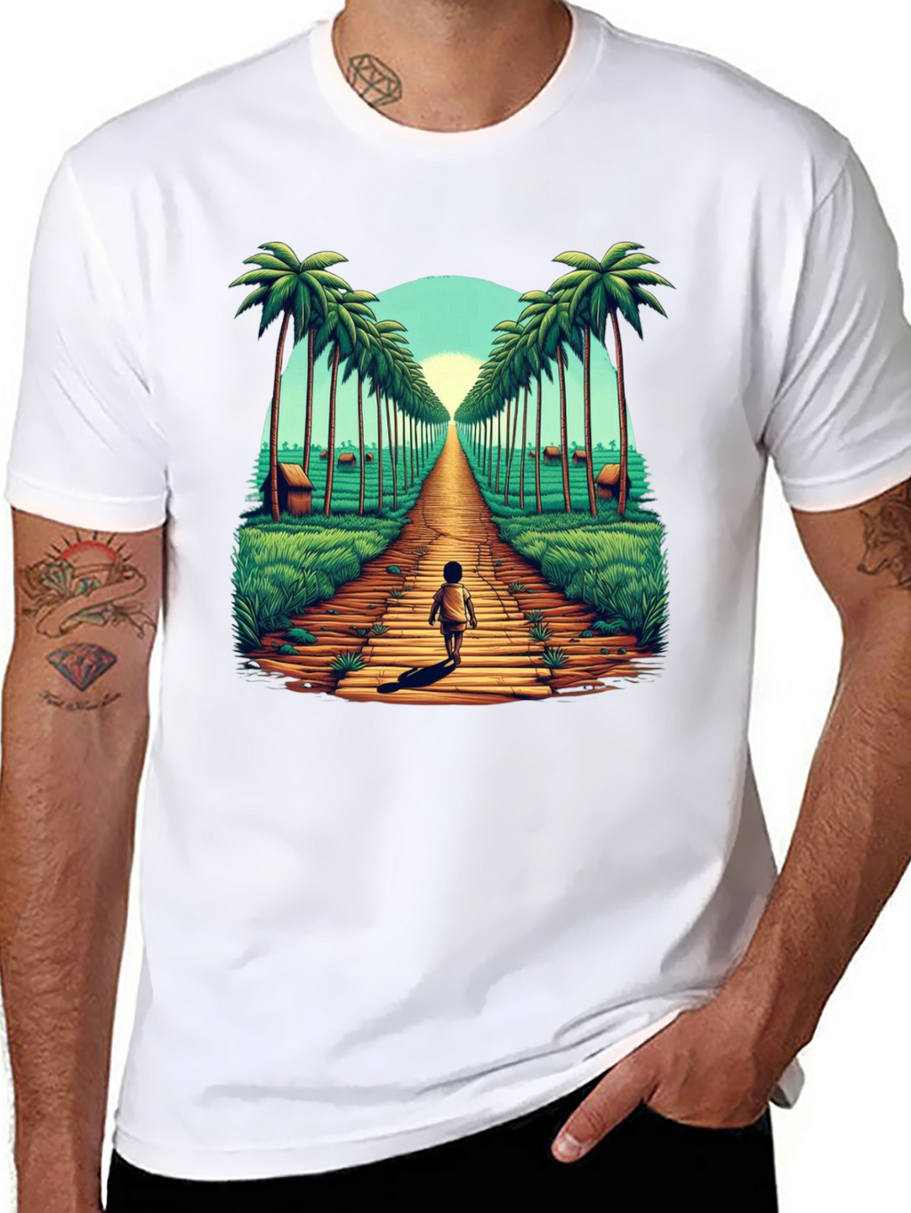 Tropical Palm Tree Pathway Graphic Tee