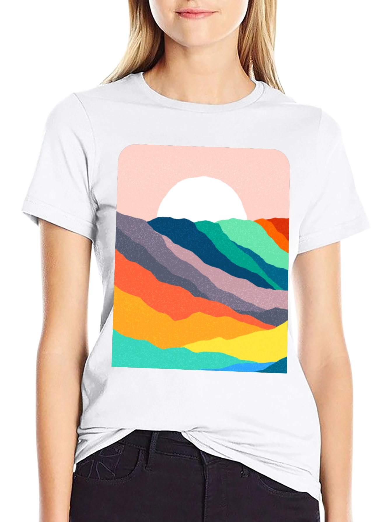 Abstract Mountain Sunset Graphic Tee