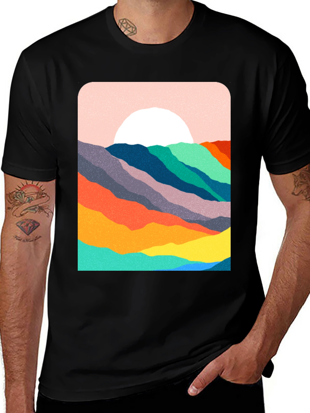 Abstract Mountain Sunset Graphic Tee