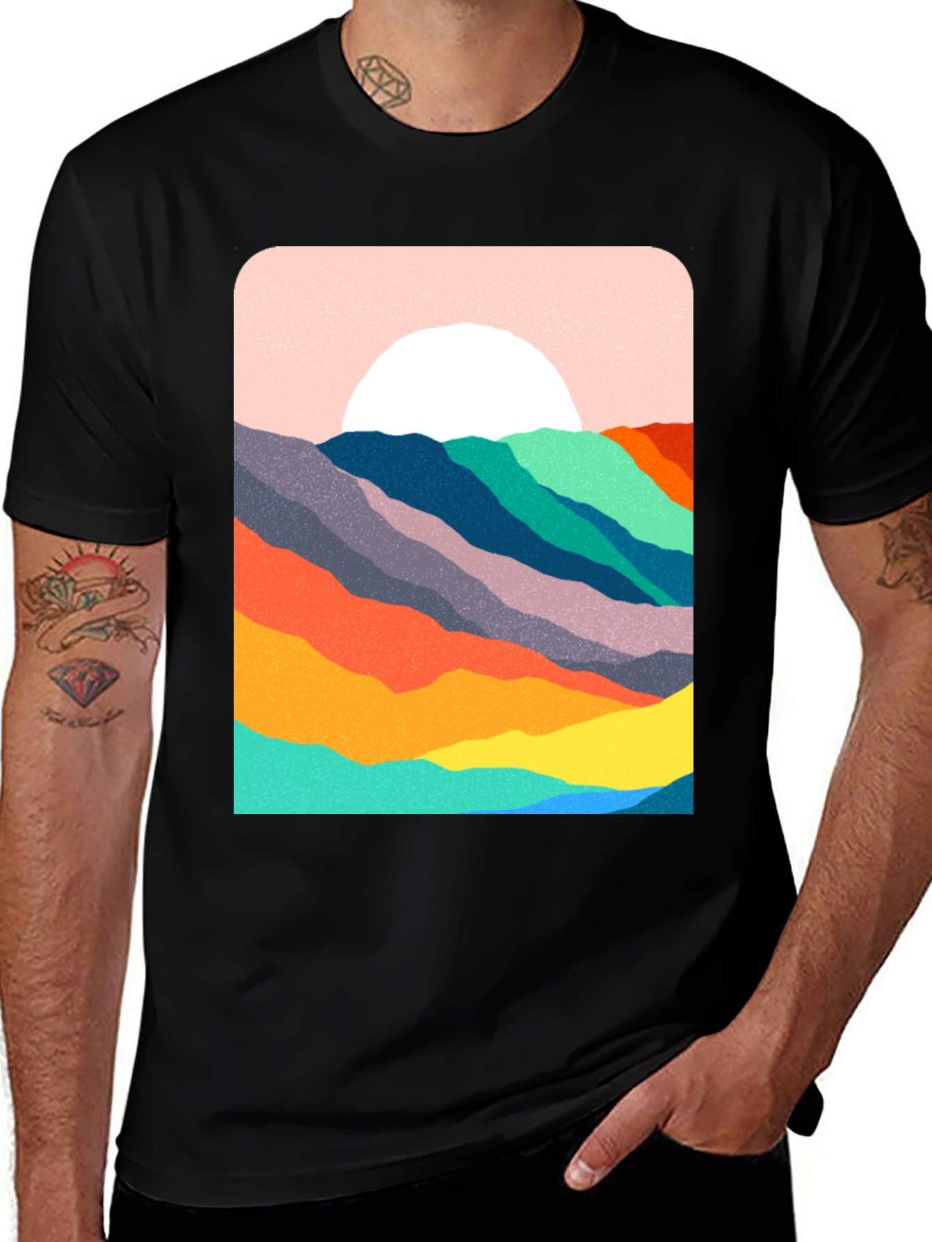 Abstract Mountain Sunset Graphic Tee