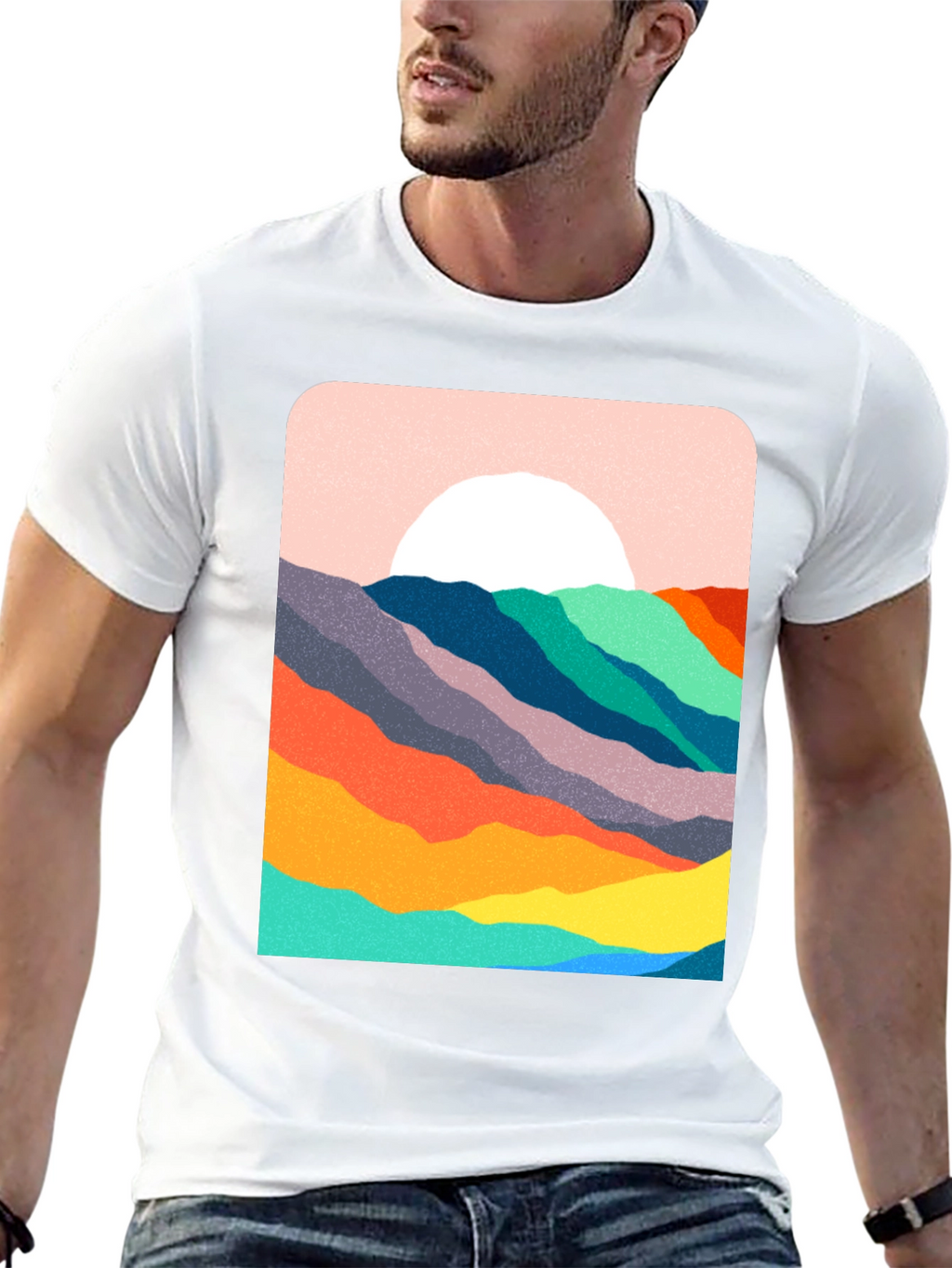 Abstract Mountain Sunset Graphic Tee