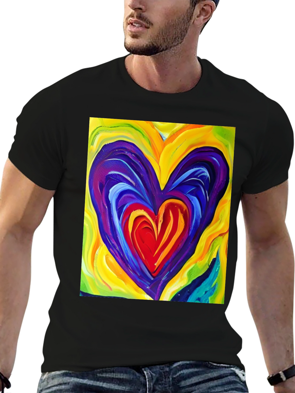 Colorful Heart Graphic T-Shirt