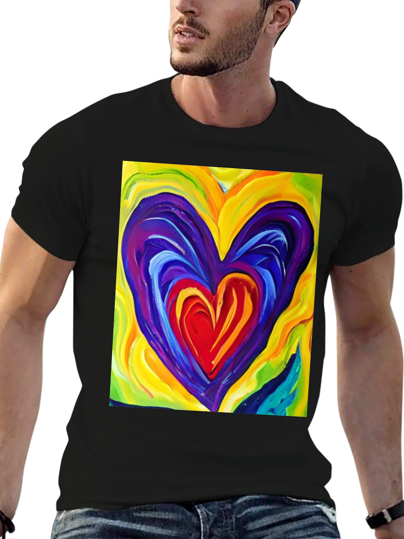 Colorful Heart Graphic T-Shirt