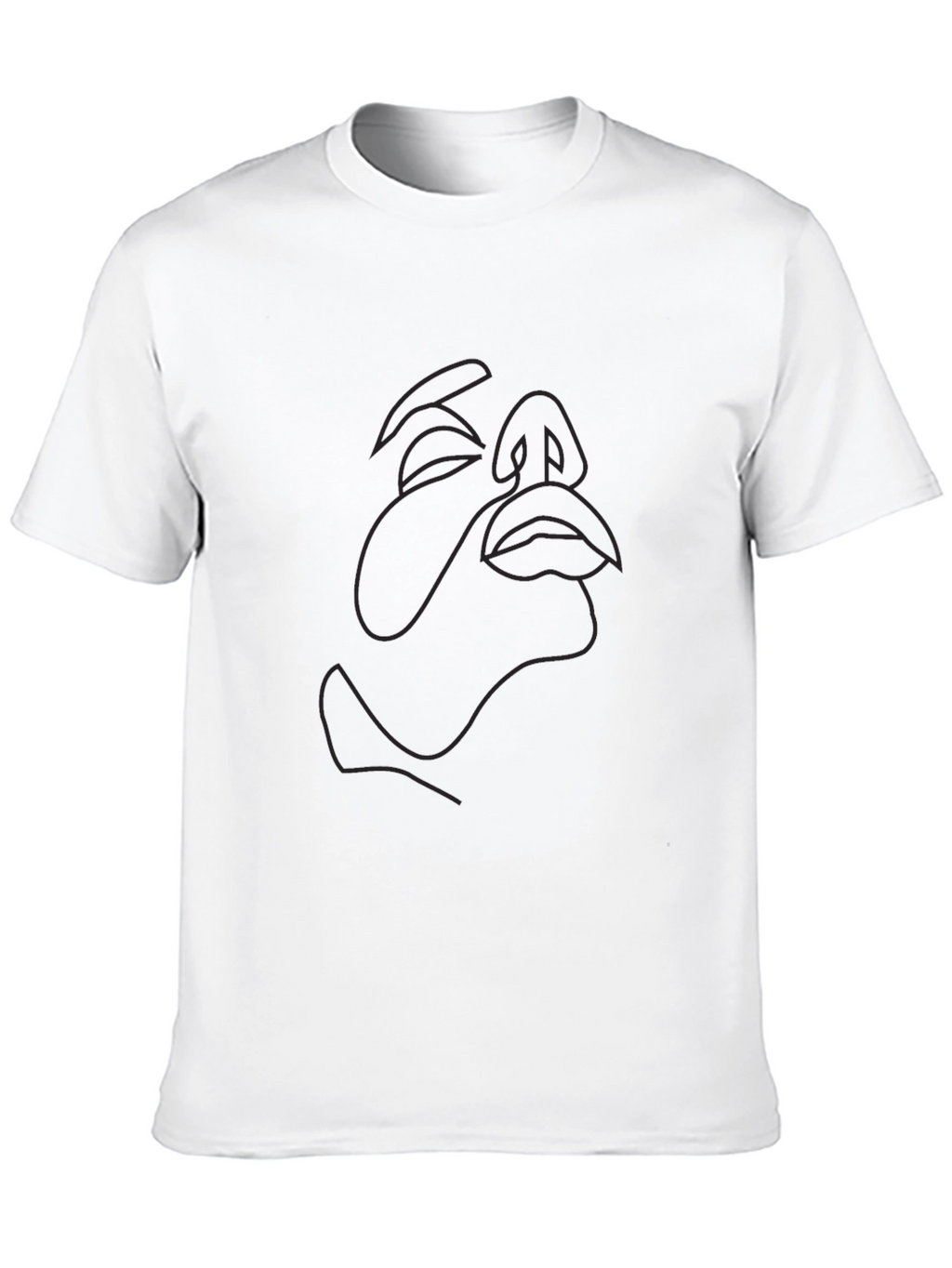 Abstract Face Line Art Black Tee