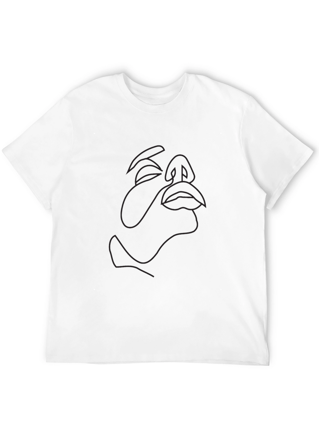 Abstract Face Line Art Black Tee