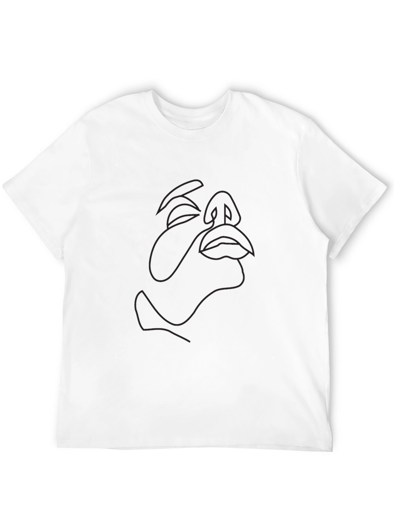 Abstract Face Line Art Black Tee