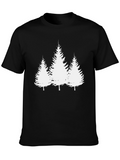 Nature Pines Graphic Tee - Stylish Black T-Shirt