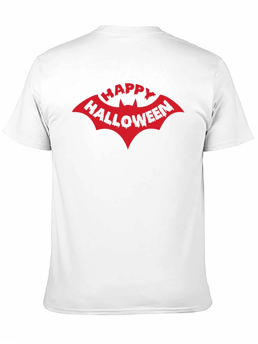 Happy Halloween Bat Graphic Tee - Black Cotton T-Shirt