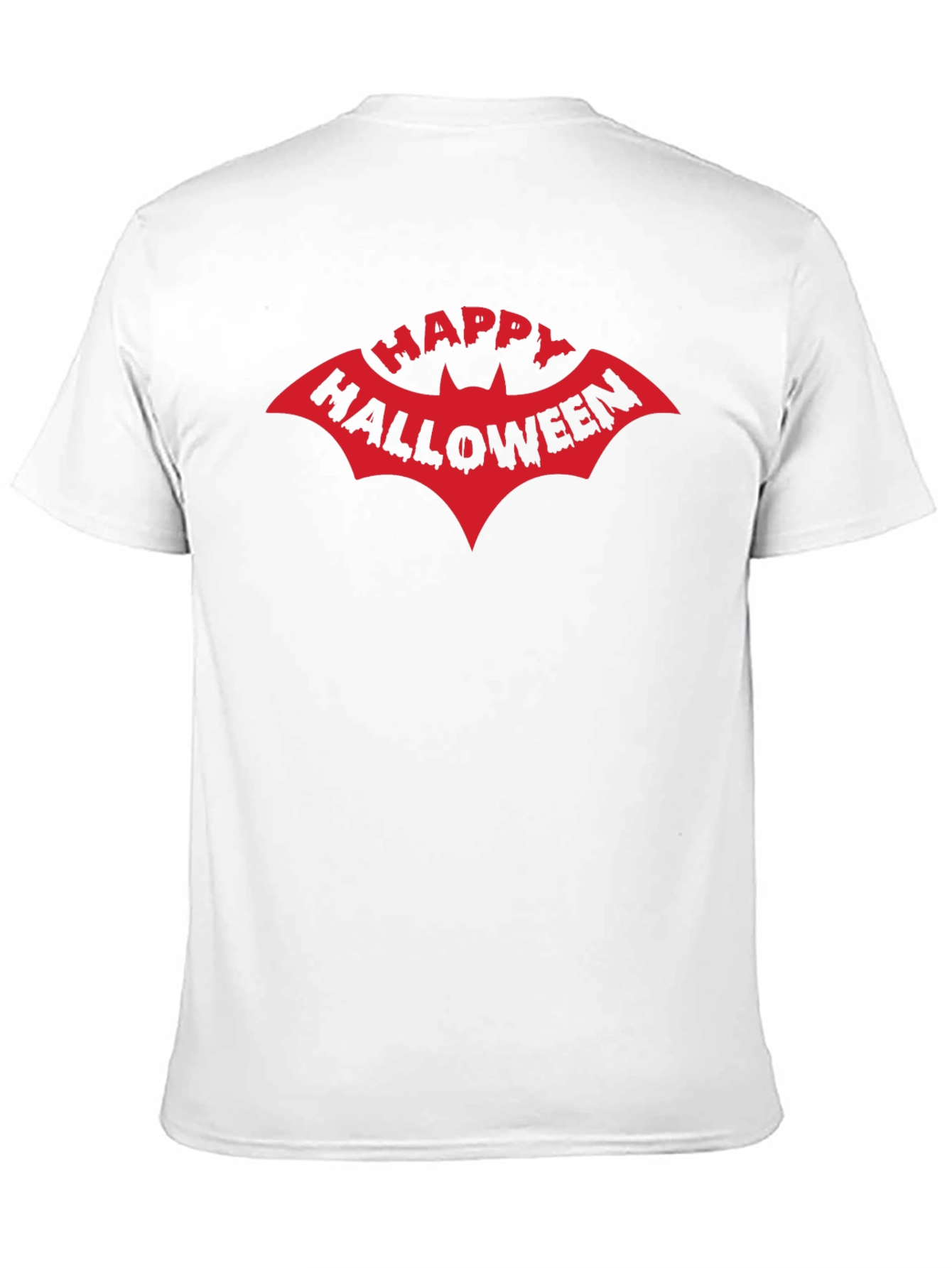 Happy Halloween Bat Graphic Tee - Black Cotton T-Shirt