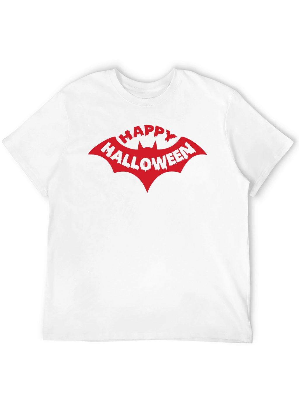 Happy Halloween Bat Graphic Tee - Black Cotton T-Shirt