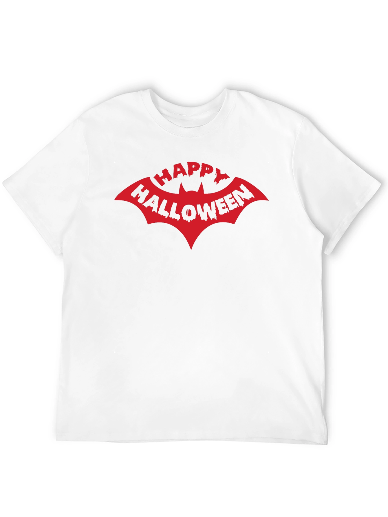 Happy Halloween Bat Graphic Tee - Black Cotton T-Shirt