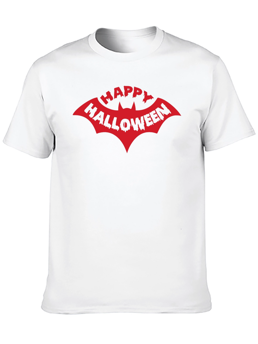 Happy Halloween Bat Graphic Tee - Black Cotton T-Shirt