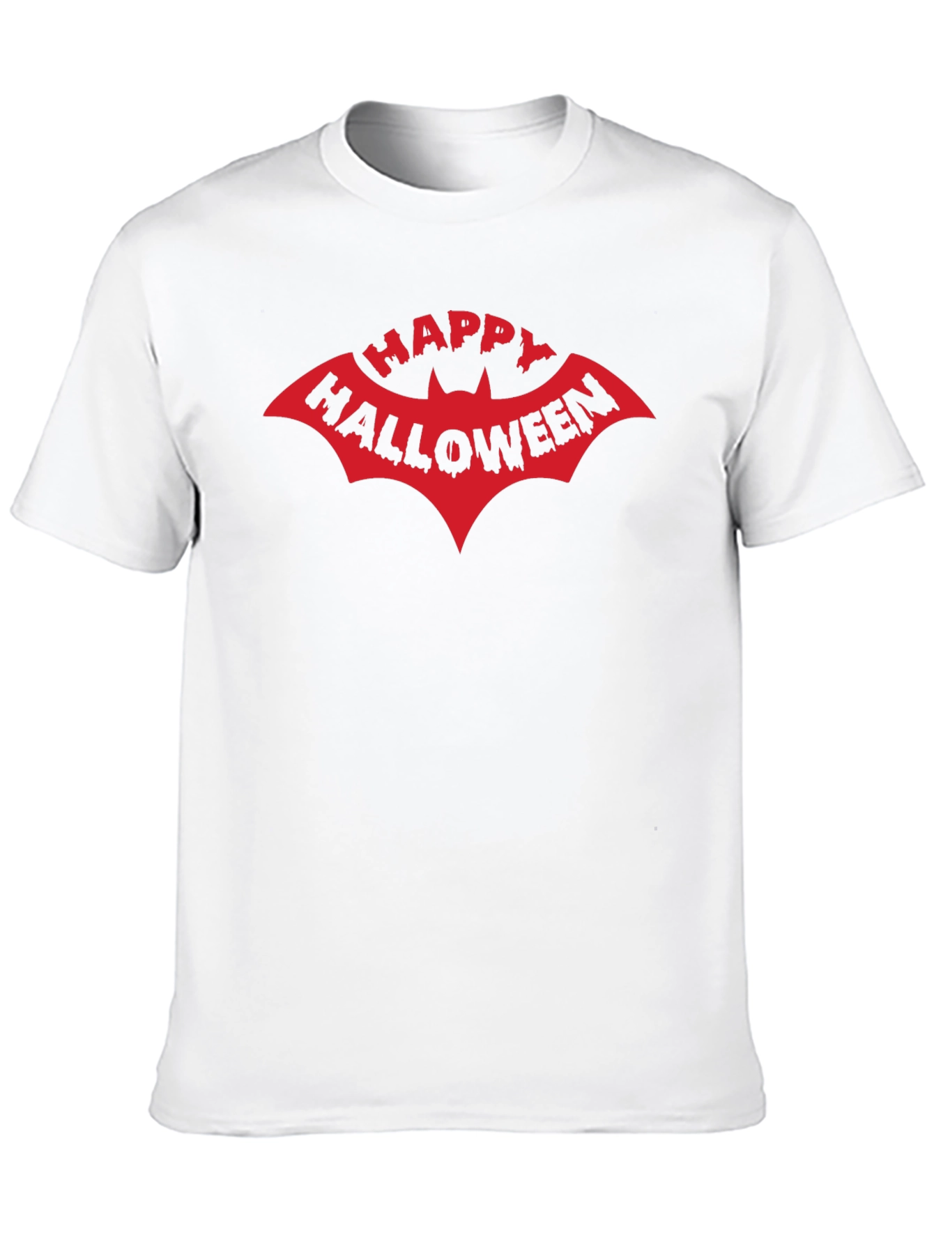 Happy Halloween Bat Graphic Tee - Black Cotton T-Shirt