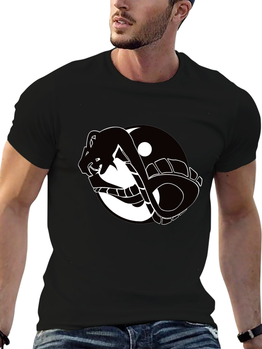 Yin Yang Snake Graphic T-Shirt