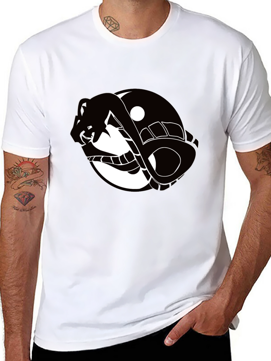 Yin Yang Snake Graphic T-Shirt