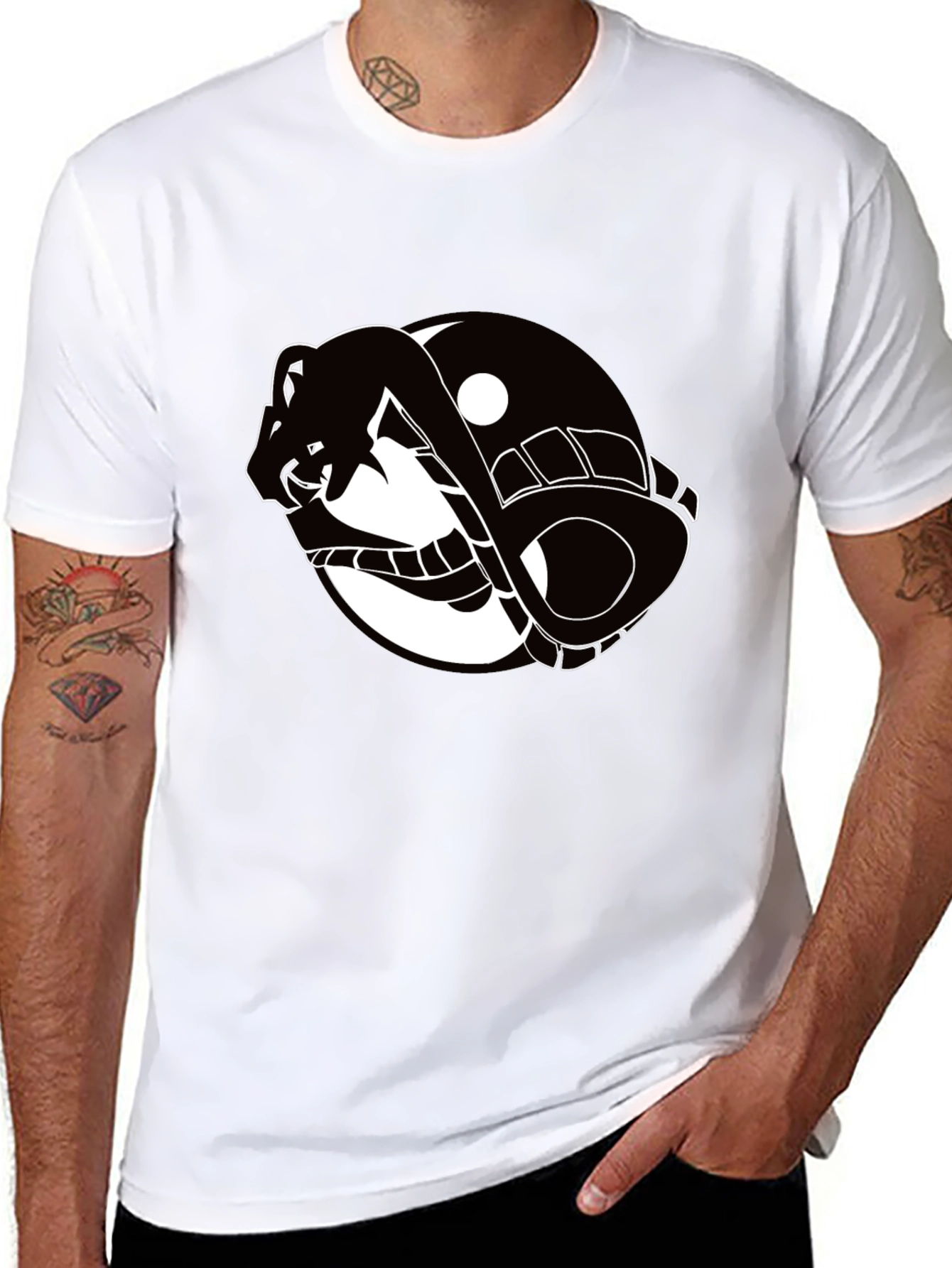 Yin Yang Snake Graphic T-Shirt