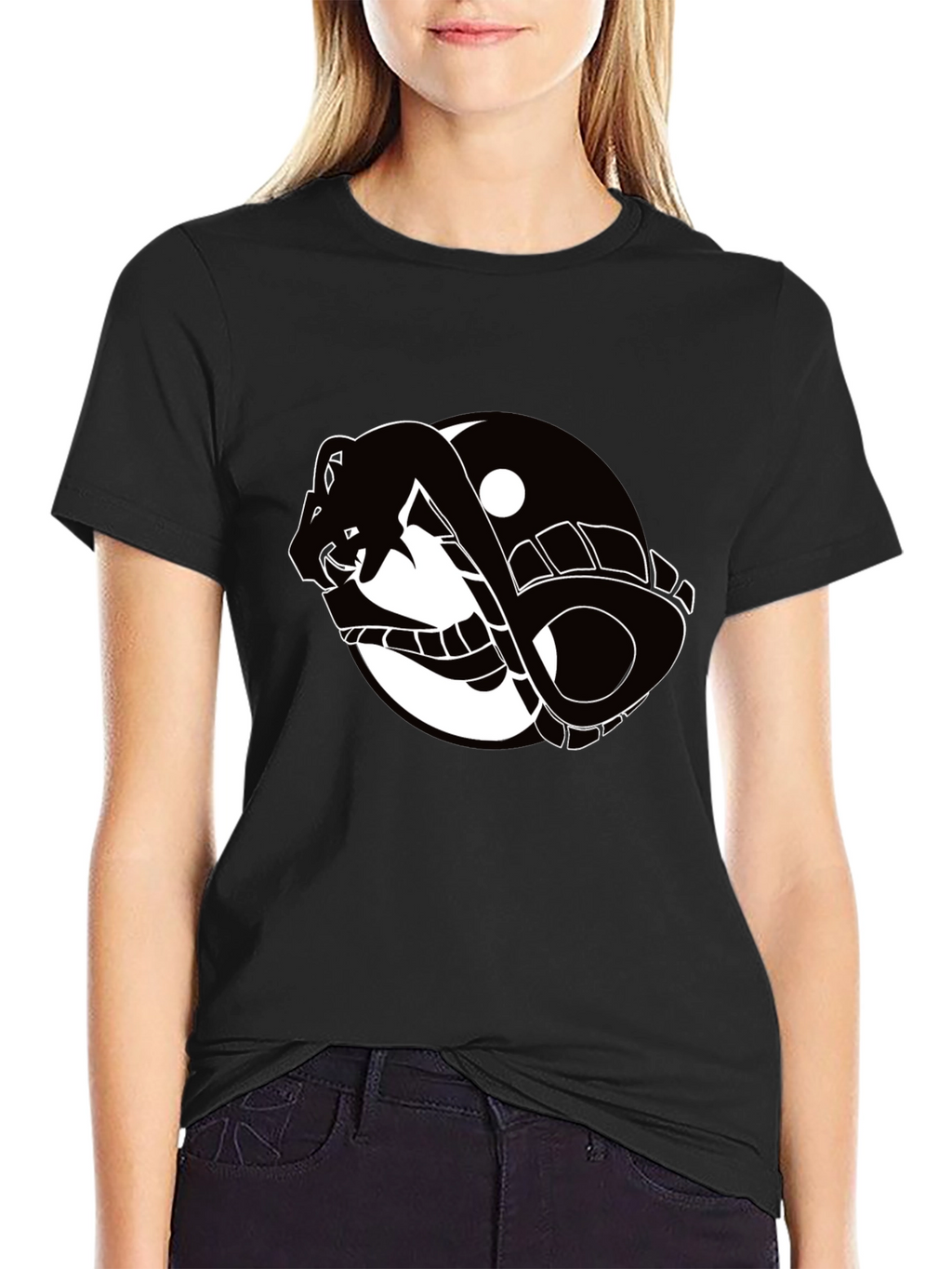 Yin Yang Snake Graphic T-Shirt