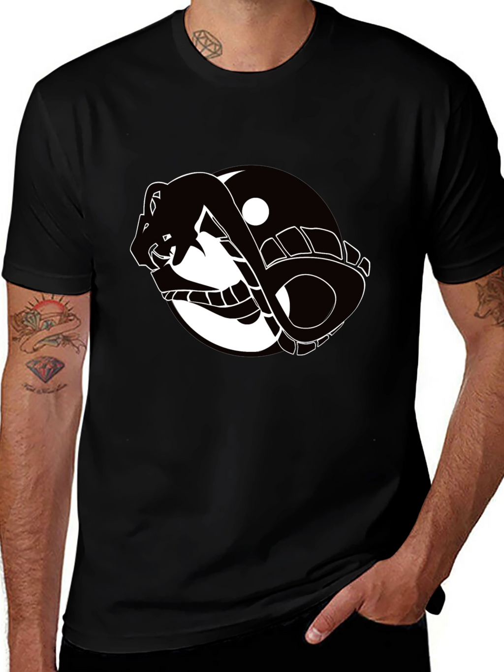 Yin Yang Snake Graphic T-Shirt