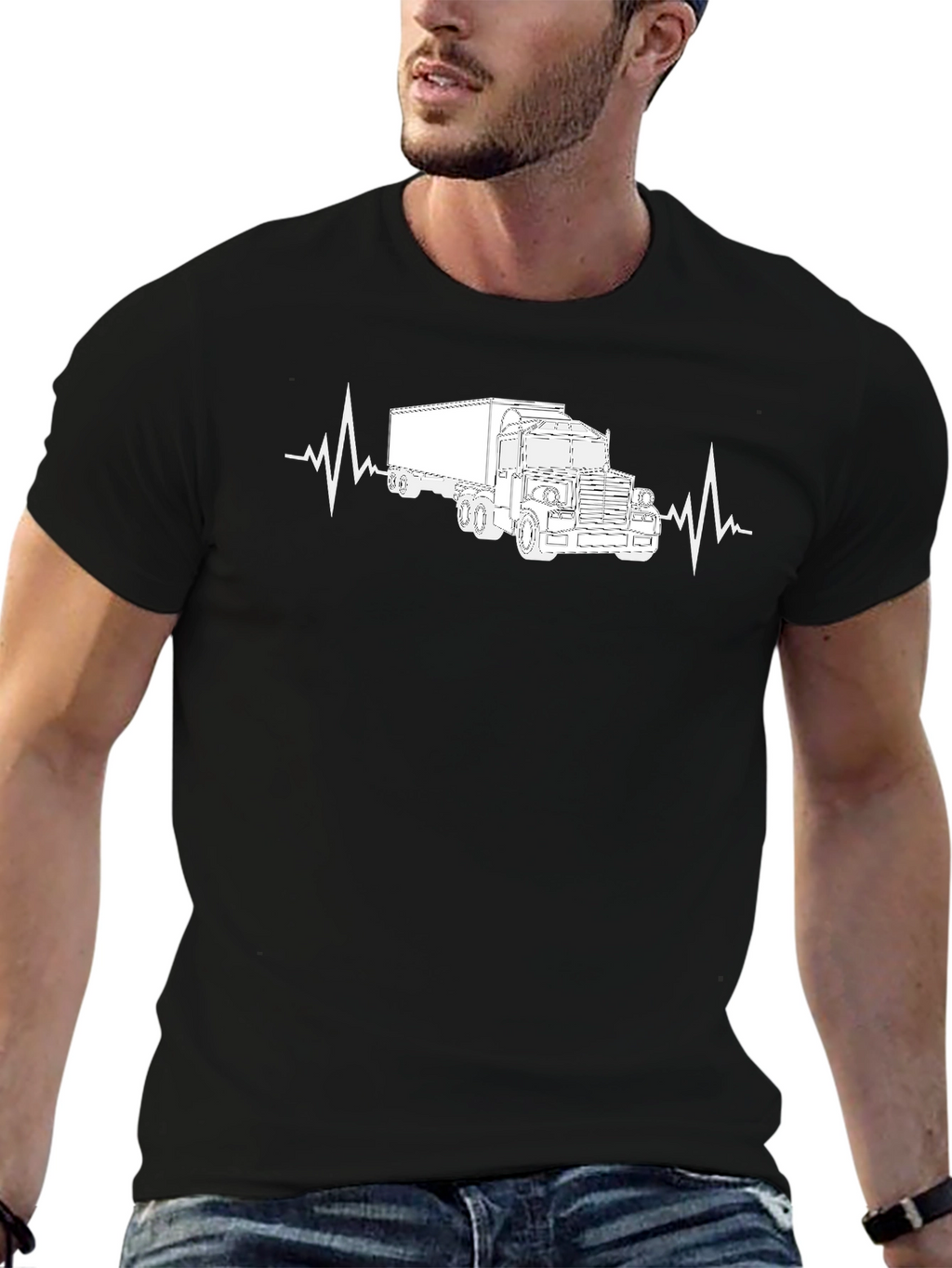 Truck Heartbeat Graphic Tee - Driver Life Shirt