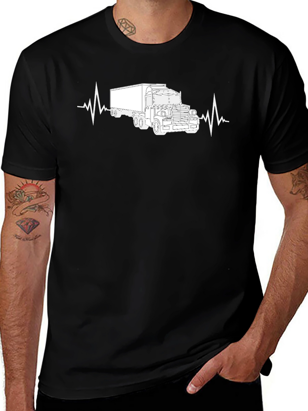 Truck Heartbeat Graphic Tee - Driver Life Shirt