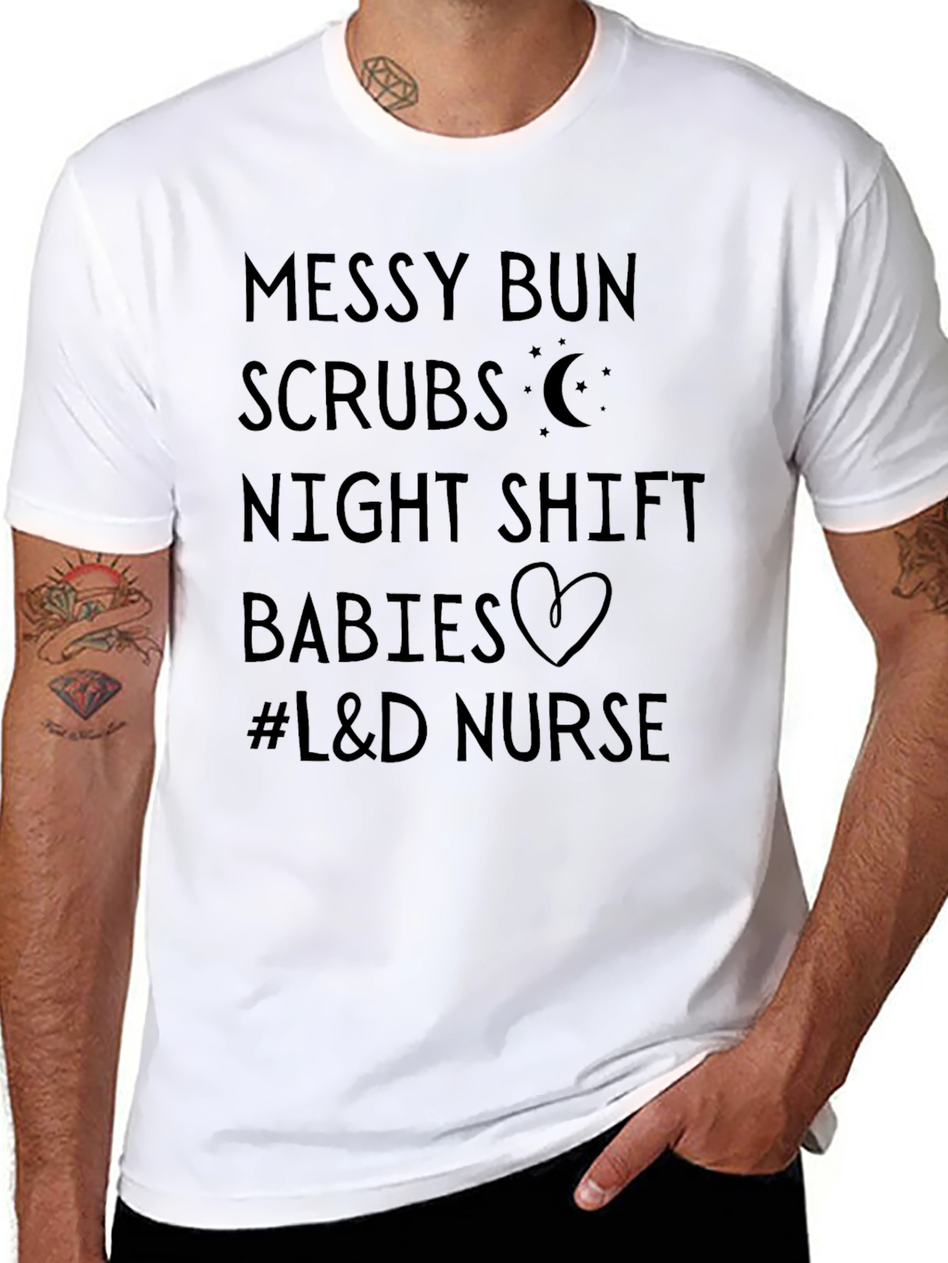 Messy Bun Scrubs L&D Nurse Tee