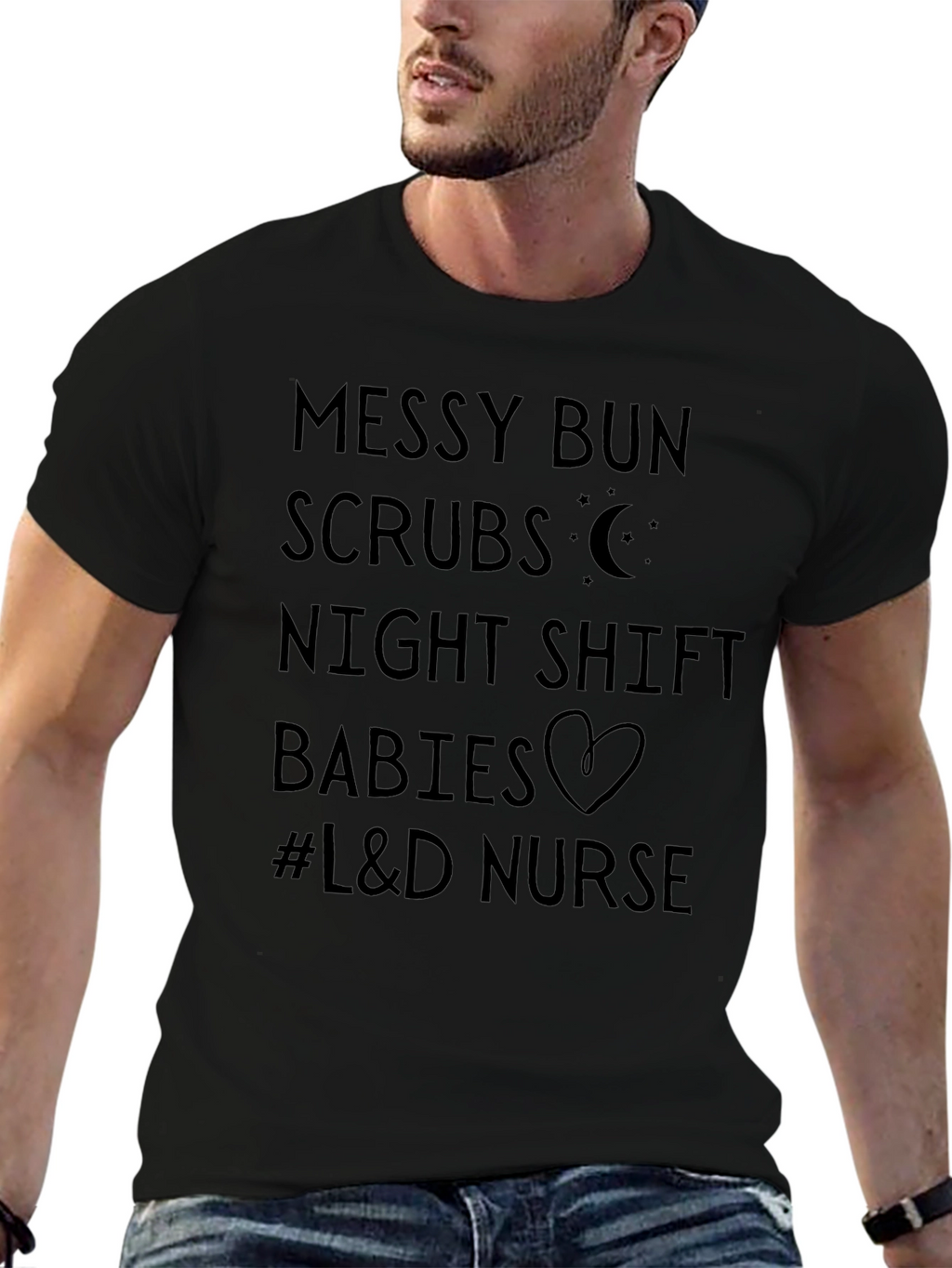 Messy Bun Scrubs L&D Nurse Tee