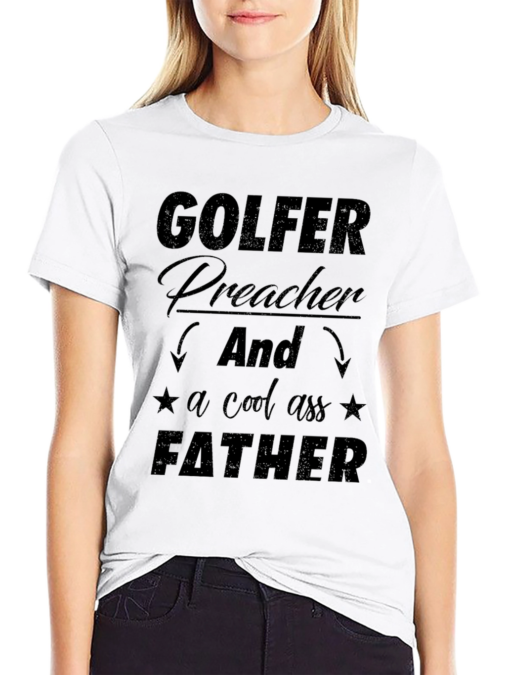 Golfer Preacher Father Graphic Tee - Black