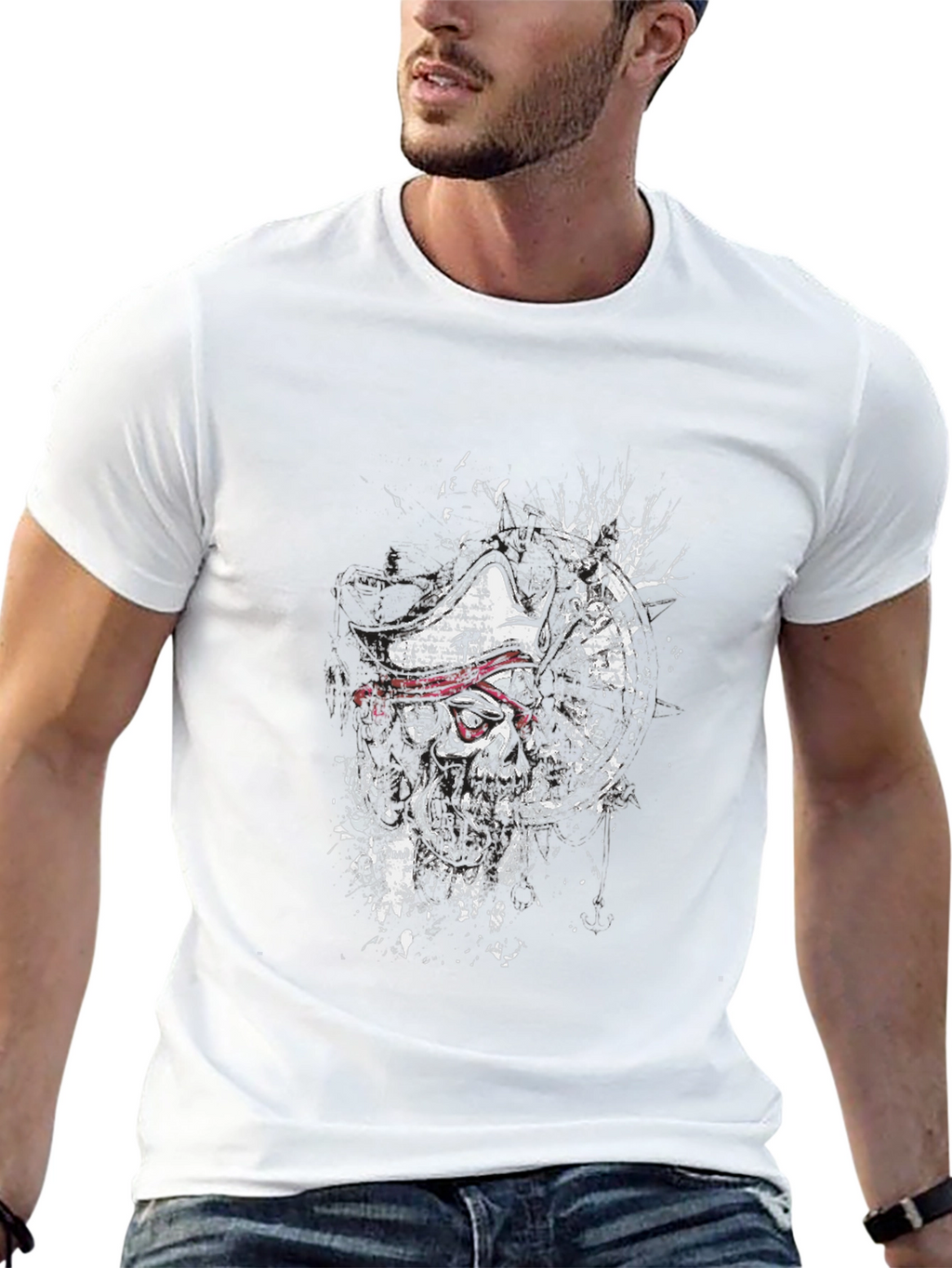 Pirate Skull Graphic Black T-Shirt