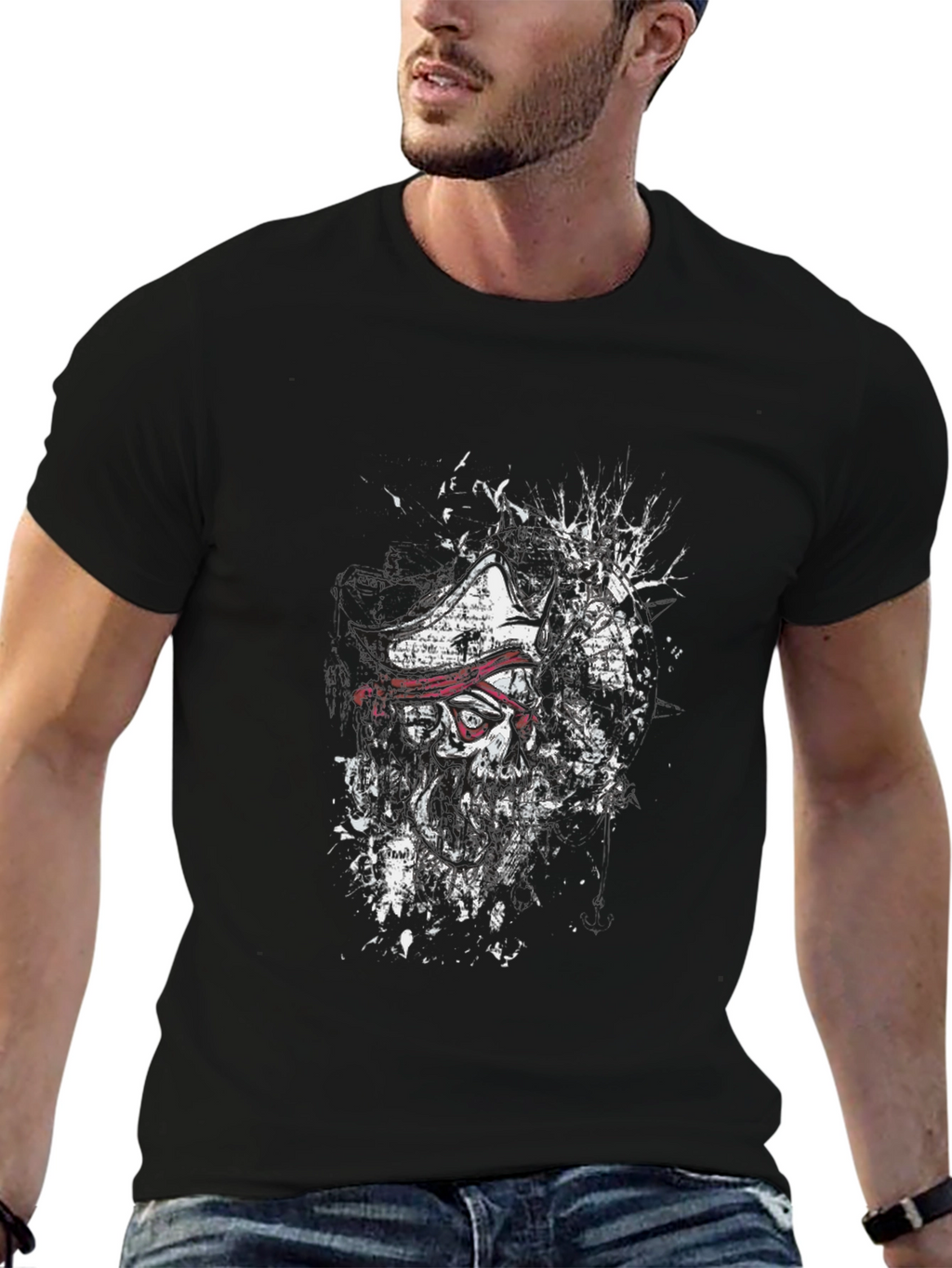 Pirate Skull Graphic Black T-Shirt