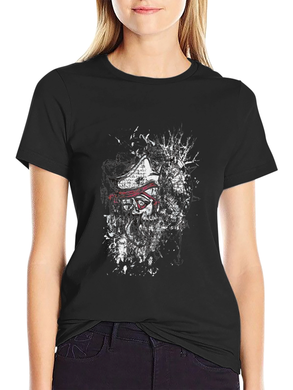 Pirate Skull Graphic Black T-Shirt