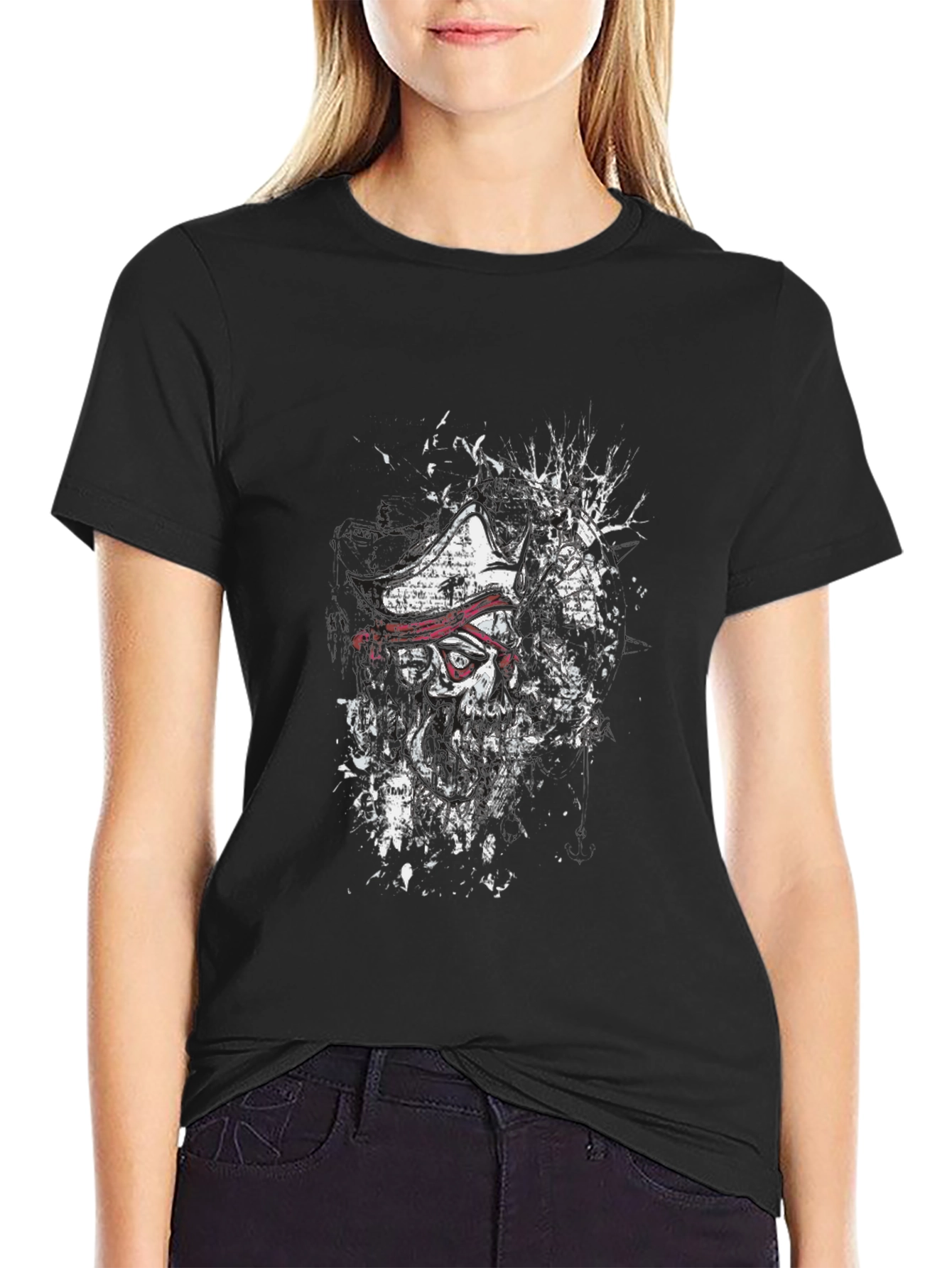 Pirate Skull Graphic Black T-Shirt