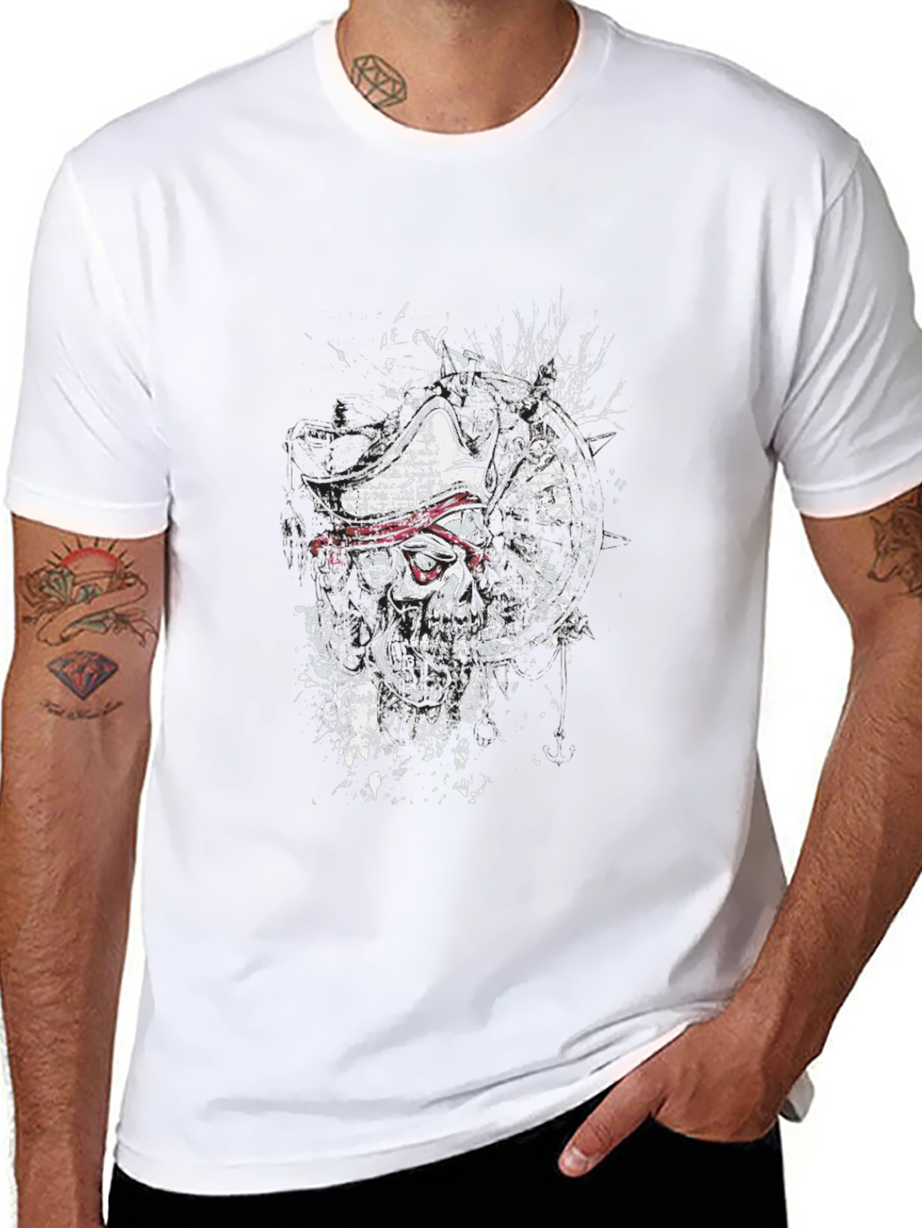 Pirate Skull Graphic Black T-Shirt