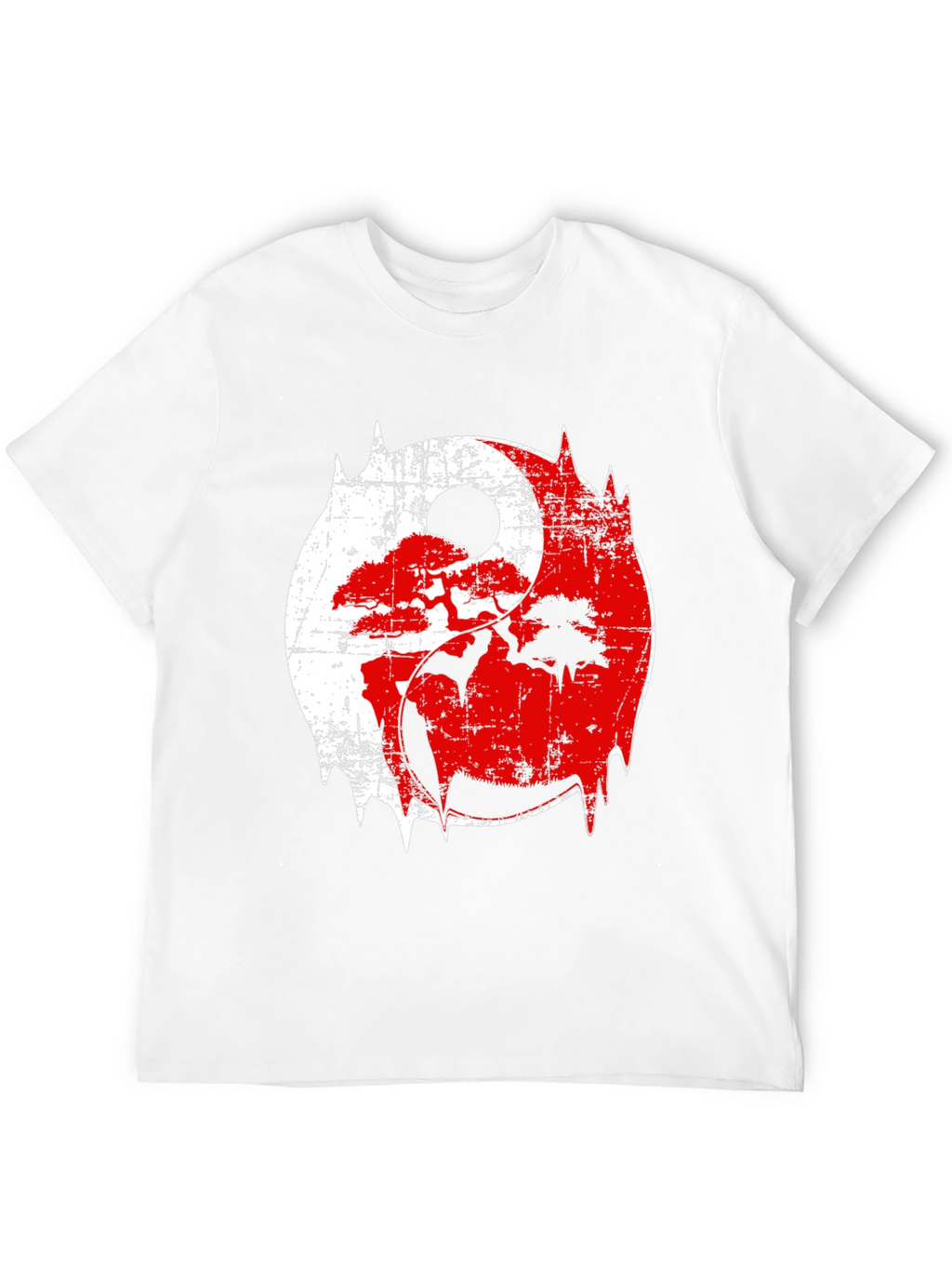 Yin Yang Bonsai Tree Graphic T-Shirt