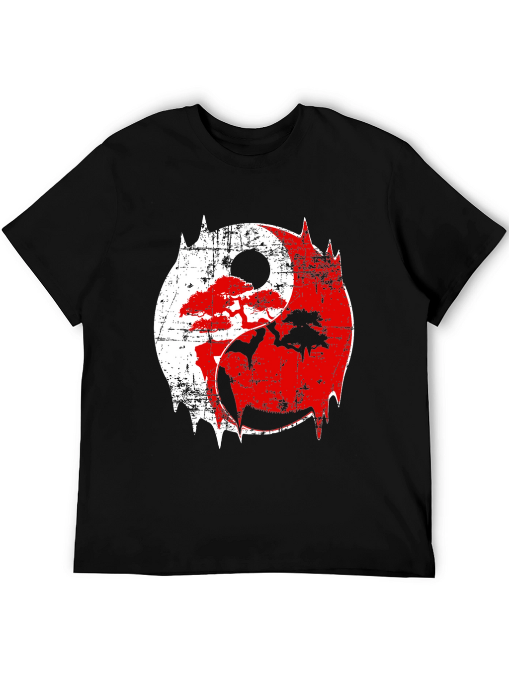 Yin Yang Bonsai Tree Graphic T-Shirt