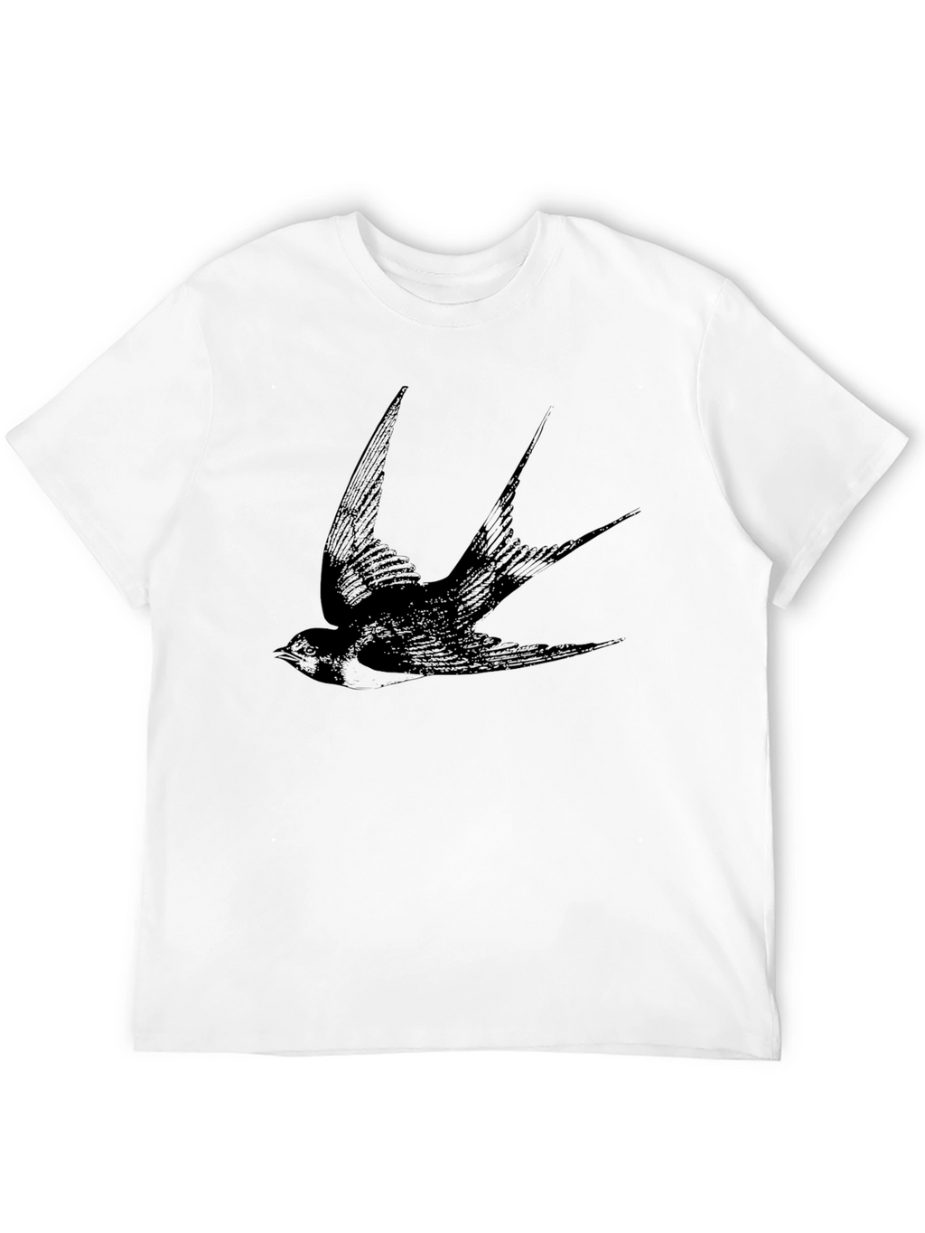 Black Swallow Print Mens T-Shirt