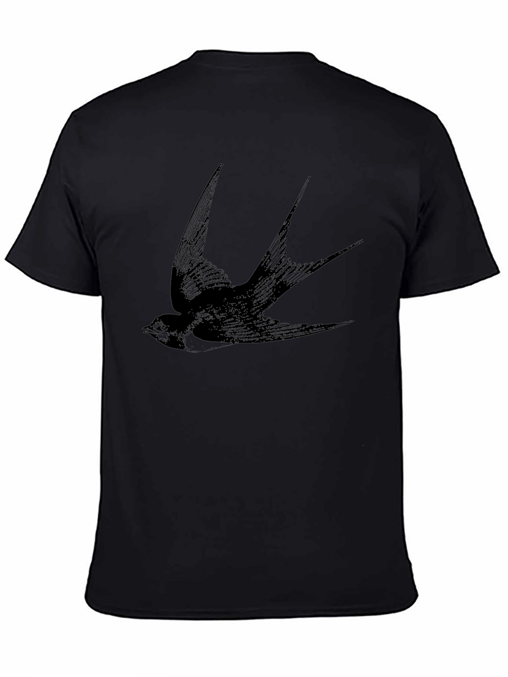 Black Swallow Print Mens T-Shirt