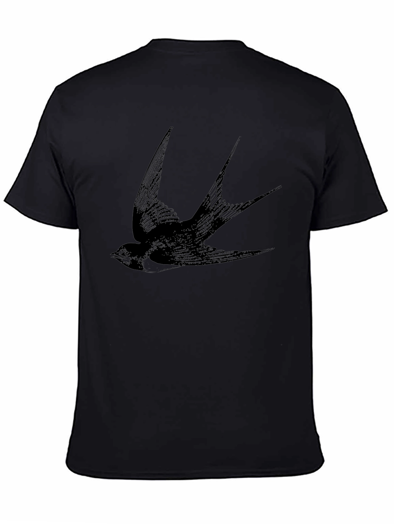 Black Swallow Print Mens T-Shirt