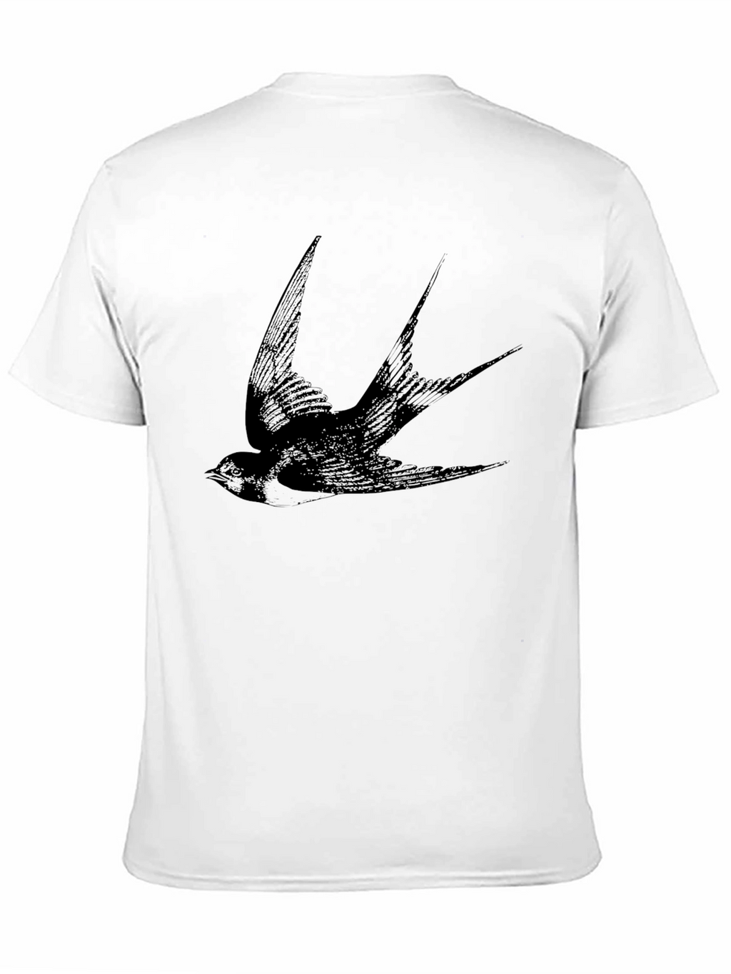 Black Swallow Print Mens T-Shirt