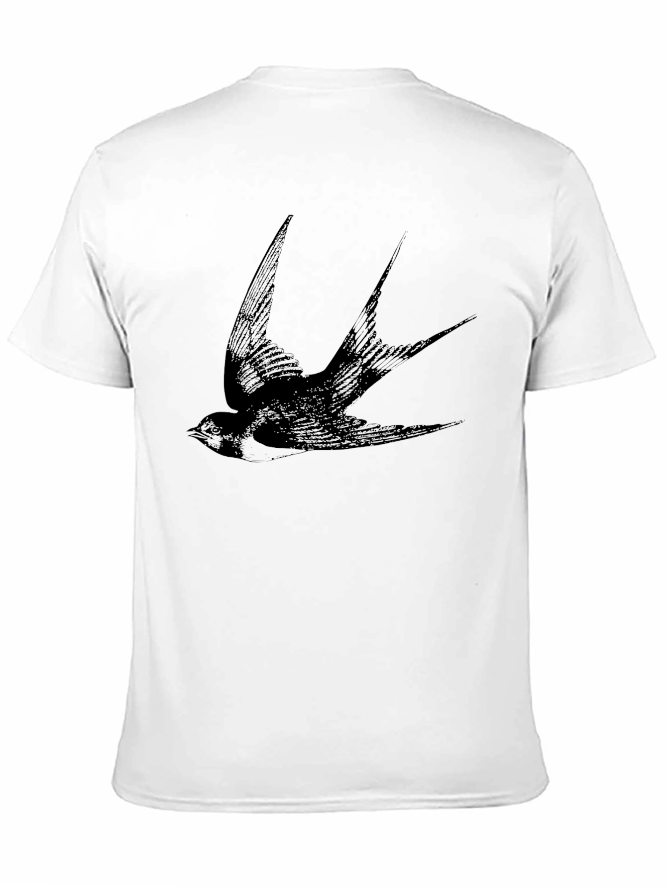 Black Swallow Print Mens T-Shirt