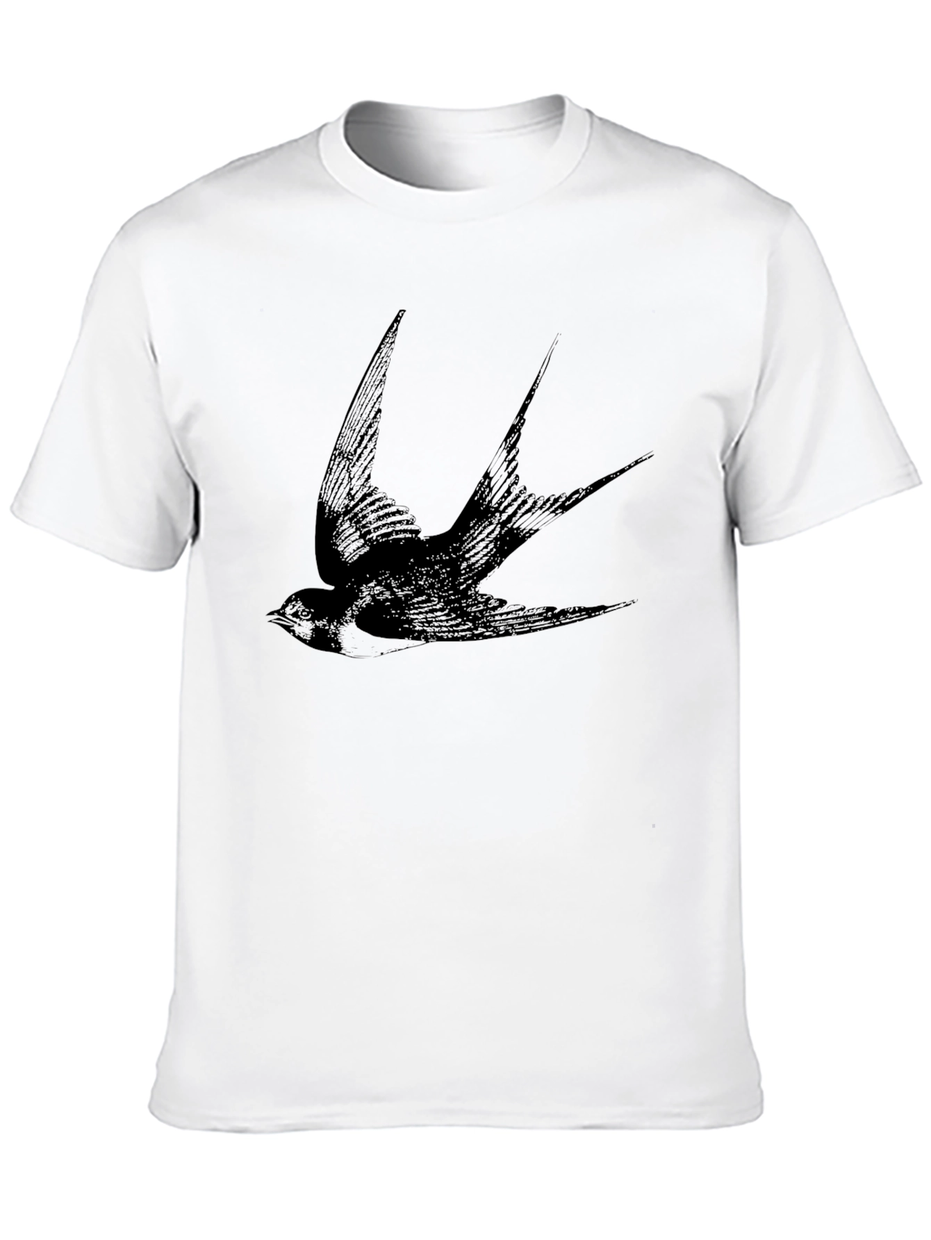 Black Swallow Print Mens T-Shirt